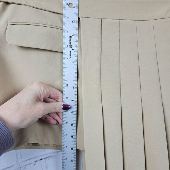 Zara Deconstructed Box Pleat Camel Color Skirt Short Long Pleated Womens XS - Picture 6 of 14